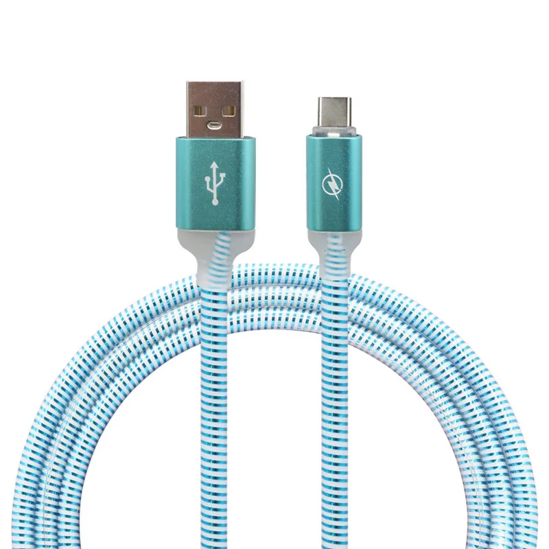 1 шт. светодиодный светильник USB-C USB 3,1 type C кабель для зарядки данных Высокая мощность для более быстрой зарядки для Samsung Galaxy S8 - Цвет: Синий