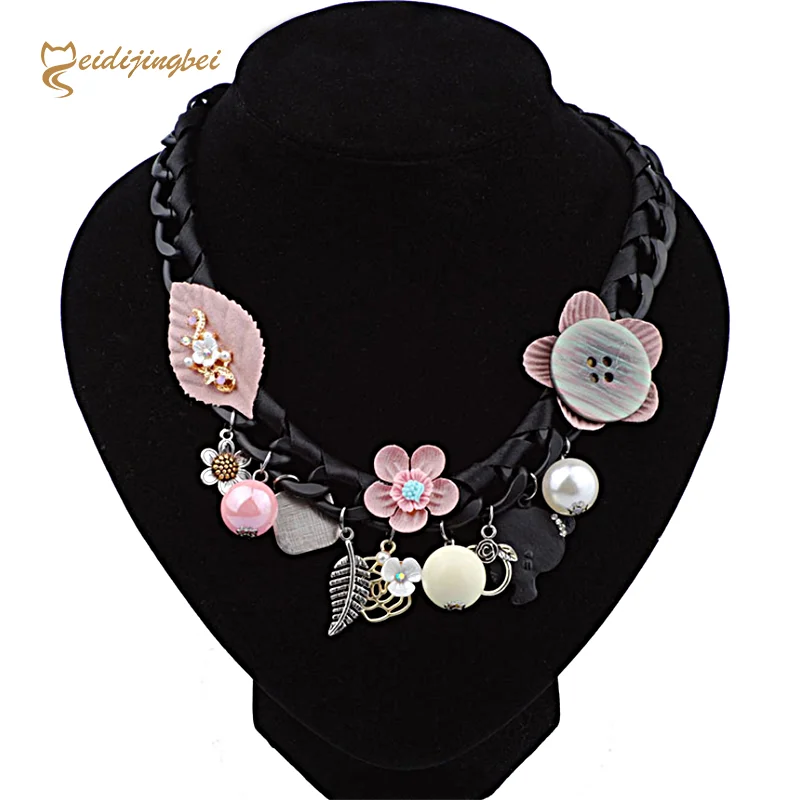 MEIDIJINGBEI 2017 das mulheres do verão popular novo colar mão tecido botão de flor colar de uma geração para comprar