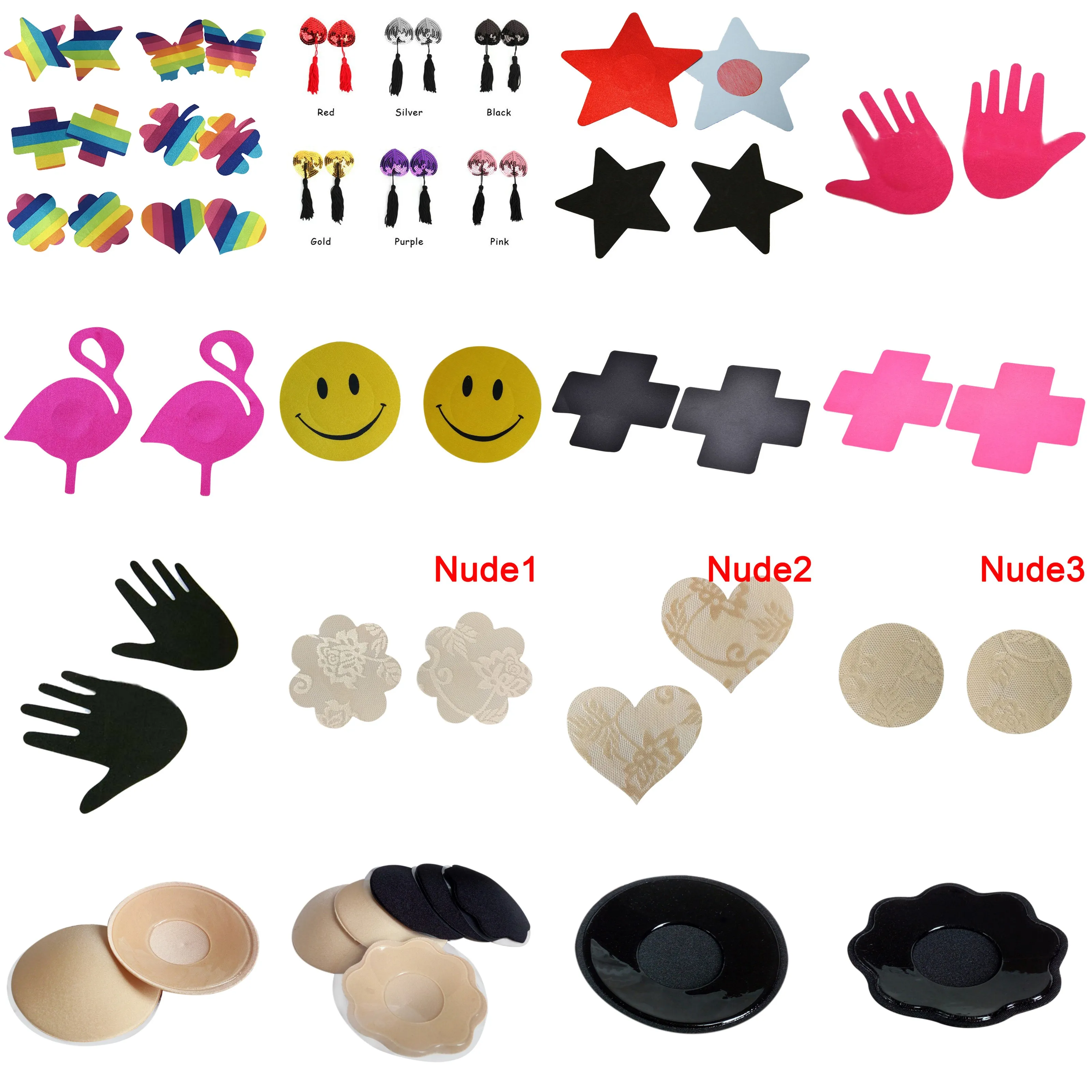 Shiny Sequin Lingerie Breast Bra Stickers Nipple Covers with Gold Metal Tassel