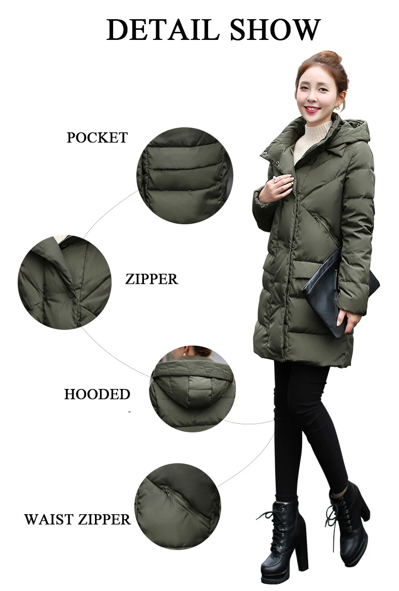 AYUNSUE Высокое качество осень-зима утиный пух Для женщин куртка теплая длинная намотки выключатель женский пальто с капюшоном плюс SizeLX1005