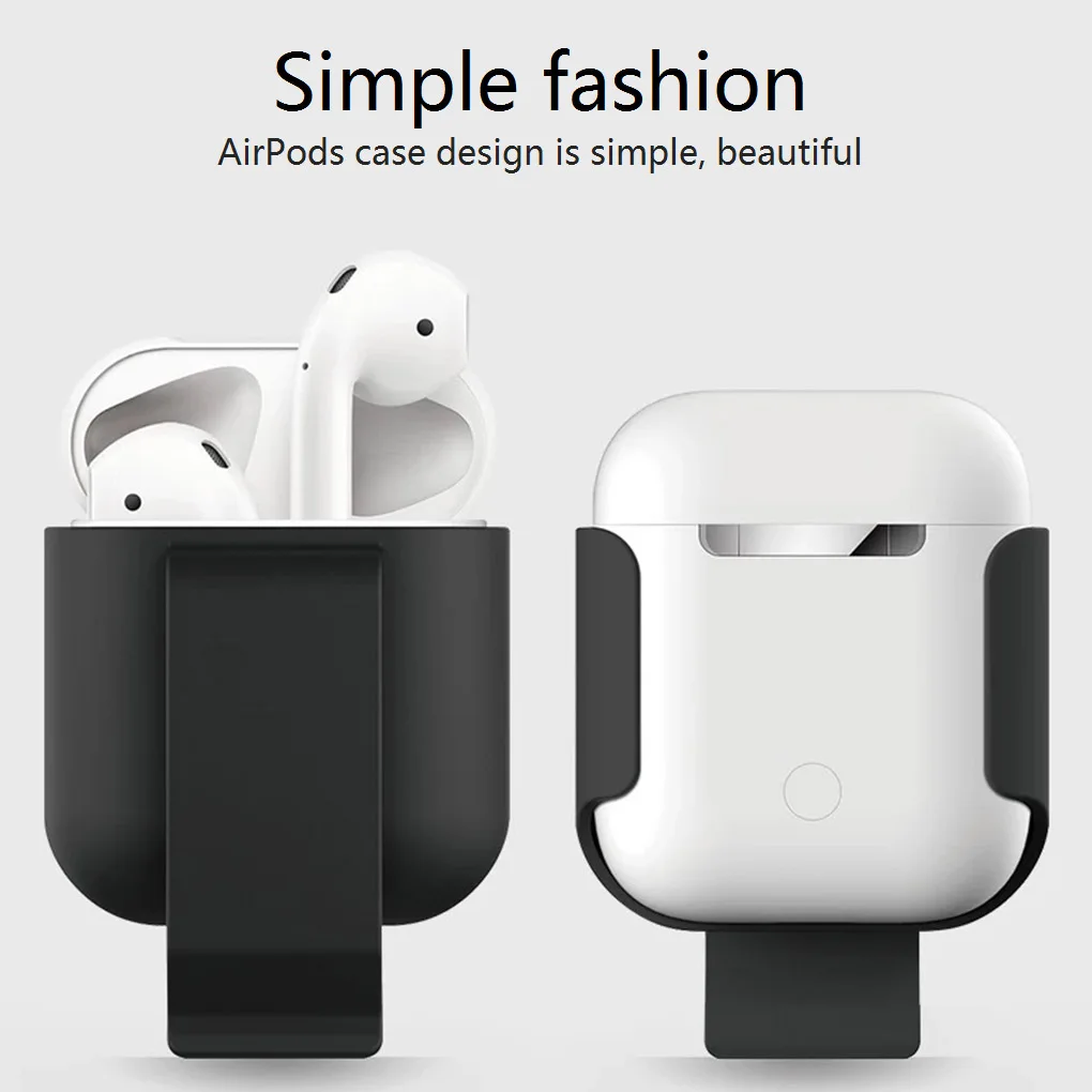 

Earphone Charging Case Shockproof Protection Shell Cover Belt Clip Replacement For AirPods