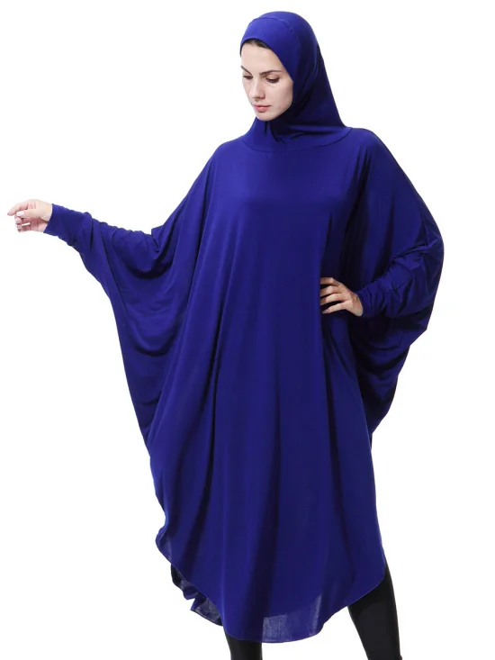 Для женщин мусульманскую одежду платок леди Тобе платье хиджаб молитва рукав «летучая мышь» Ближний Восток исламский Халат с капюшоном Абаи платье хиджаб 9131 - Цвет: ROAYL BLUE