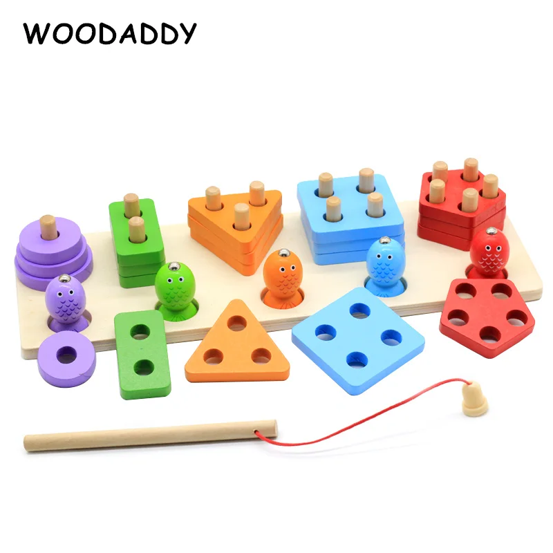 WOODADDY Новое поступление 2 в 1 колонна/Рыболовный набор деревянные игрушки для