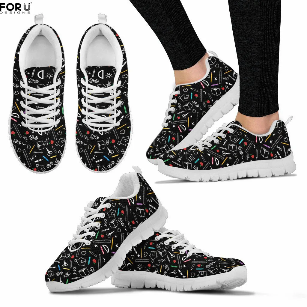 

FORUDESIGNS Classic Teacher Pattern Mesh Sneakers for Students Lace Up Light Shoes Women Flat Shoes Slip Sneakers buty damskie