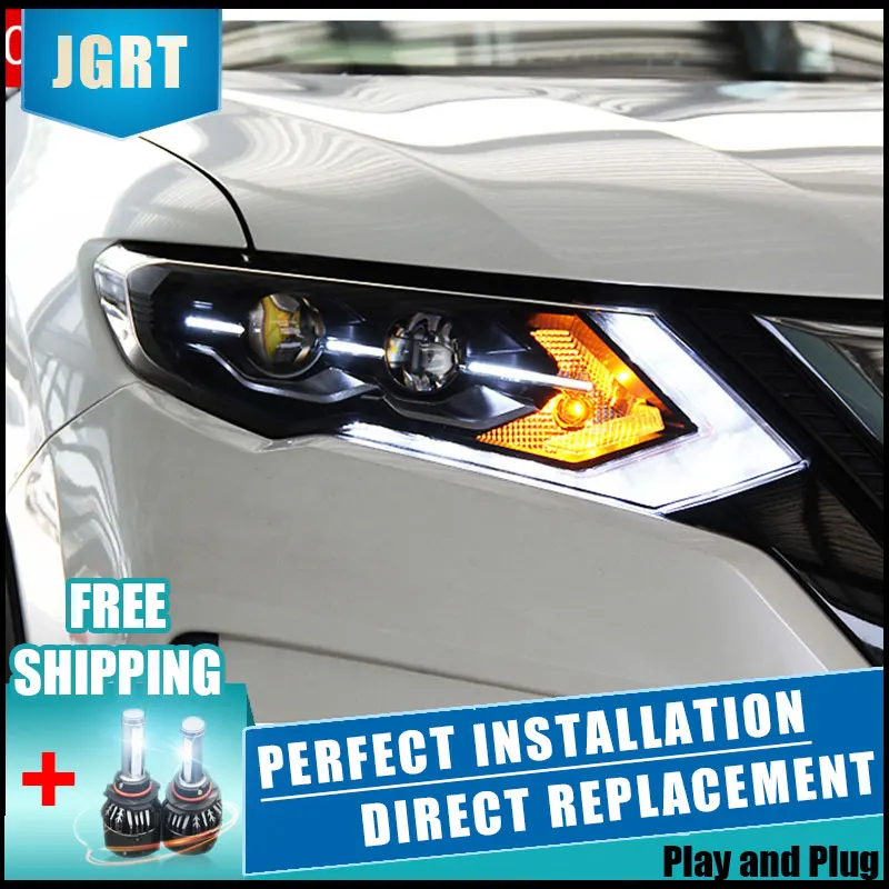  2PCS LED Headlights For Nissan X-Trail 2017 Car Led Lights Double Xenon Lens Car Accessories Daytim - 32888060910