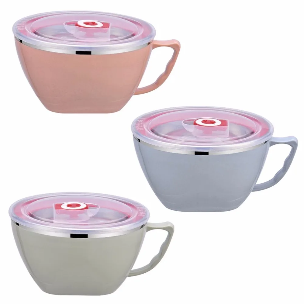 900 мл большая емкость из нержавеющей стали твердая чаша с крышкой и ручкой