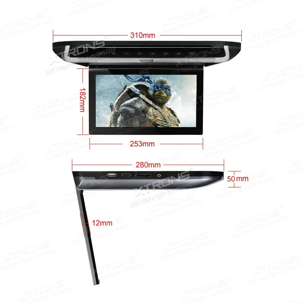 Cheap 10" Flip Down Car DVD Car Roof DVD Roof Monitor Car DVD with 2 IR/FM Headphones & Built-in HDMI Port & Sleek/Elegant Touch Panel 3