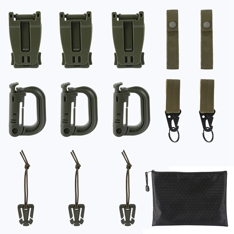 

13 Pcs Tactical Clip Belt Buckle D-ring for Molle Backpack Webbing Attachments