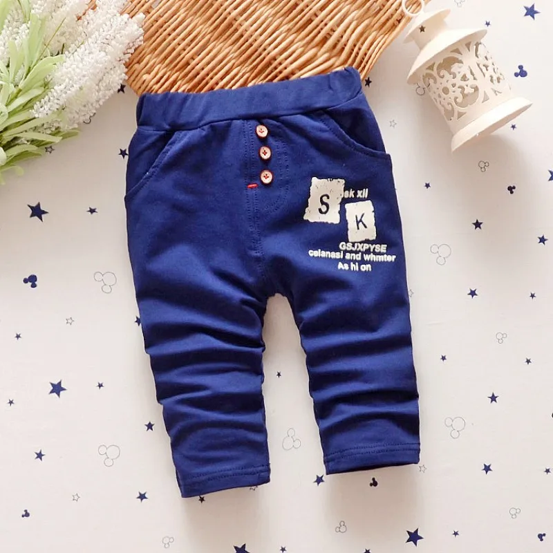Хлопковые Штаны-шаровары для малышей новинка года, весенне-осенние модные штаны для отдыха с буквенным принтом штаны для маленьких мальчиков 0-2 лет - Цвет: Nayy