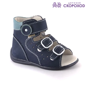 

blue sandals first step for boy 3 buckles genuine leather nubuck arch support Children shoes specialized The smallest baby boy