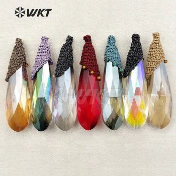 

WT-P1210 Wholesale Custom Handmake Natural Titanium Crystal Pendant With Marame Top Mystical Shimmering crystal Jewelry