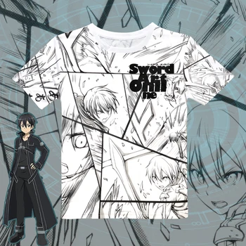 

Novelty Fashion Anime Cartoon Sword Art Online T Shirt TShirt 100% Cotton Short Sleeve SAO T-shirt Unisex Top Tees Free Shipping