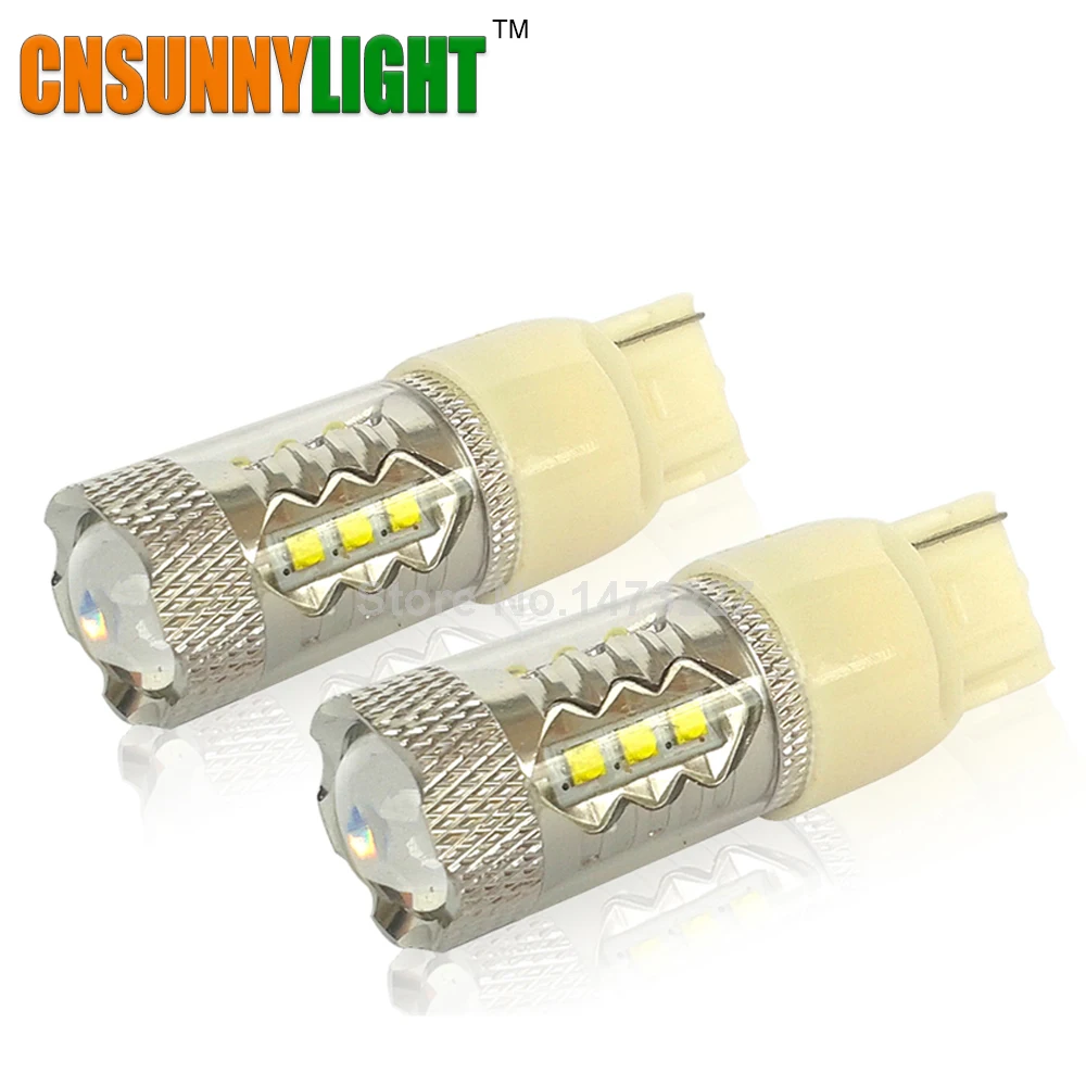 CNSUNNYLIGHT 7440 W21/5W T20 w/ XB-D Chips 16 SMD Автомобильная светодиодная лампа с клиновидным