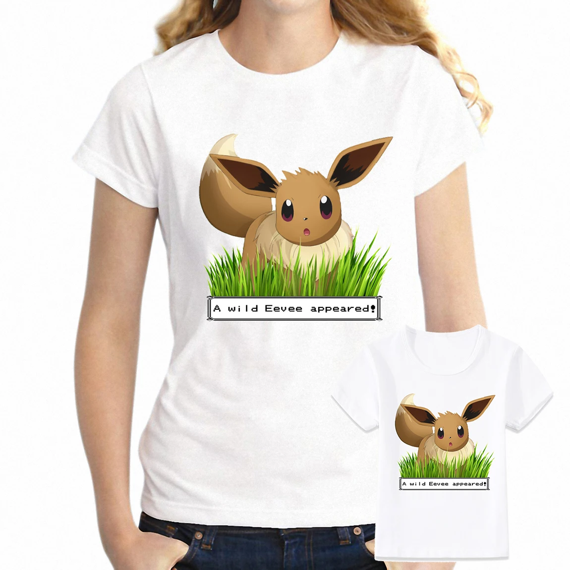 Одинаковые футболки для мамы и дочки; комплект с надписью «Wild Eevee»; потрясающая Футболка с принтом