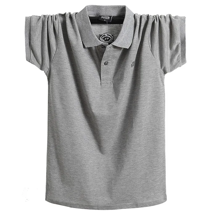 Новая летняя мужская рубашка поло для 130 кг жира больших и высоких мужчин марки Camisa Polo Masculina размера плюс M L XL XXL XXXL 4XL 5XL 6XL - Цвет: 1808 gray