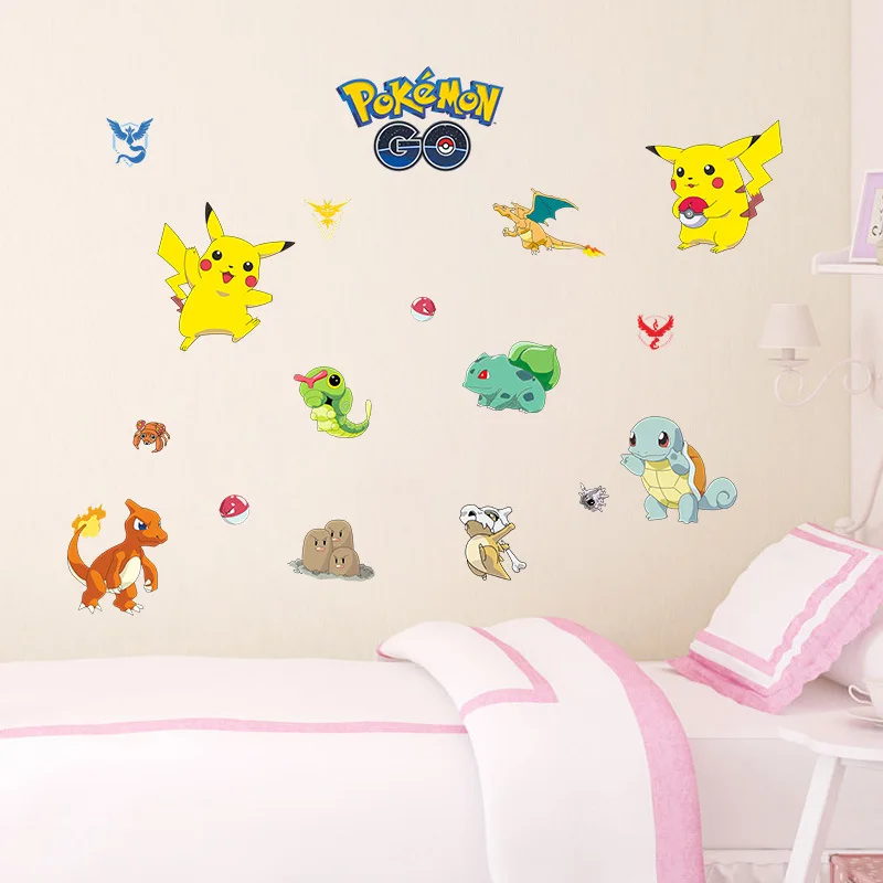 Pokemon Go Team Mystic Valor Instinct Pikachu Wall Sticker Mural