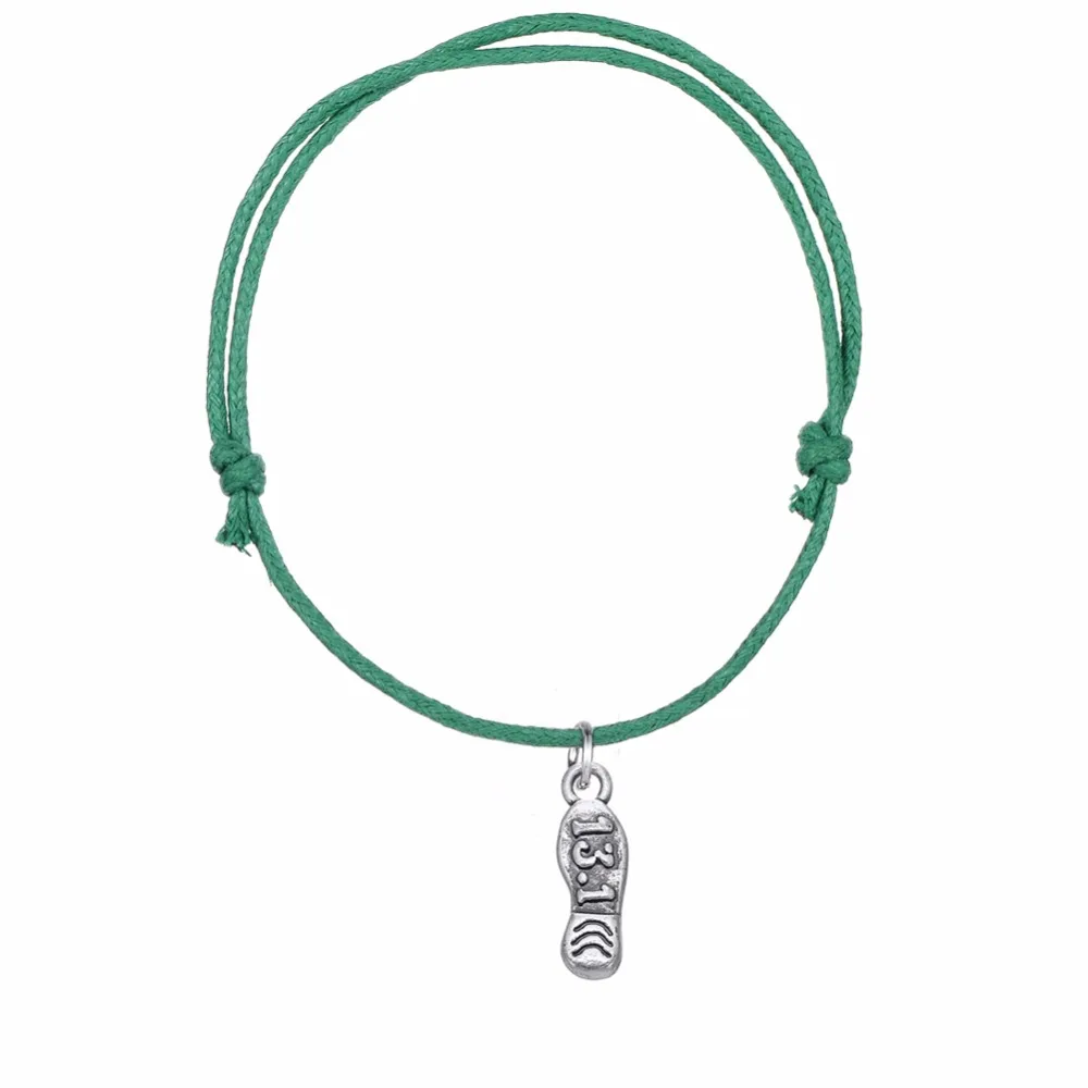 Dawapara Handmade Adjustable Korean Wax Cord Chain Bracelet Charm Bangle Message Marathon Running shoe 13.1 mile Fashion Jewelry