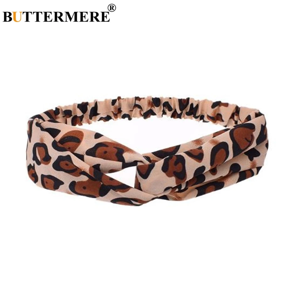 

BUTTERMERE Leopard Hair Bands For Women Print Ladies Headband Cross Knot Elastic Female Headwear Fashion Hairband Accessories