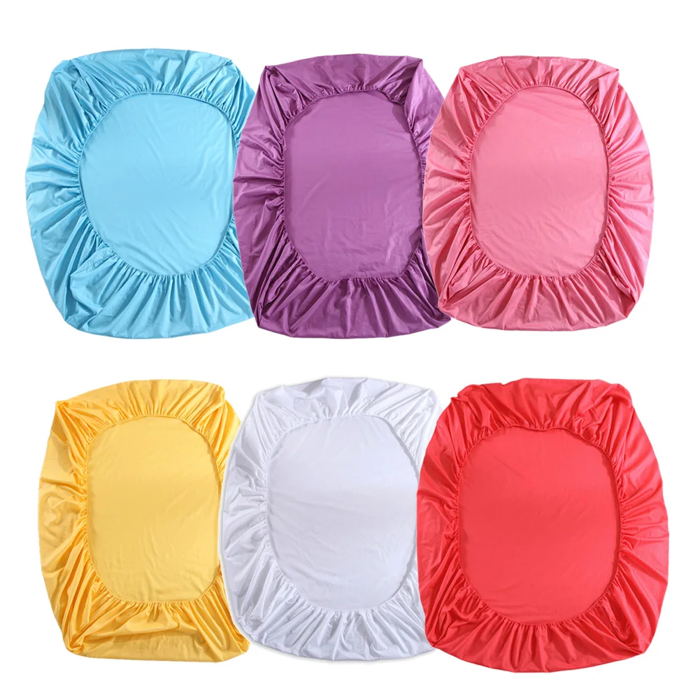

Solid color Fitted Sheet 100% Cotton 6 Colors Bed Sheet Home Textile Bedding Sheet E5M1