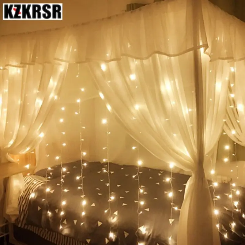 

KZKRSR 3.5m*0.5m,3m*3m,6m*3m LED Curtain Icicle string Light led Fairy lamp for Christmas Holiday wedding Party Garland Decor