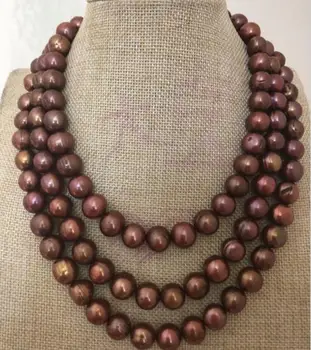 

gorgeous 12-13mm south sea baroque chocolate pearl necklace 38inch 925silver