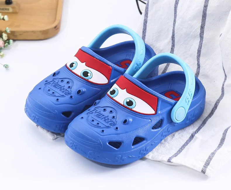 Летняя обувь для сада с автомобилем Диснея, Милая Открытая обувь, детская пляжная обувь, Нескользящие дышащие сандалии, размер 24-35 - Цвет: Синий