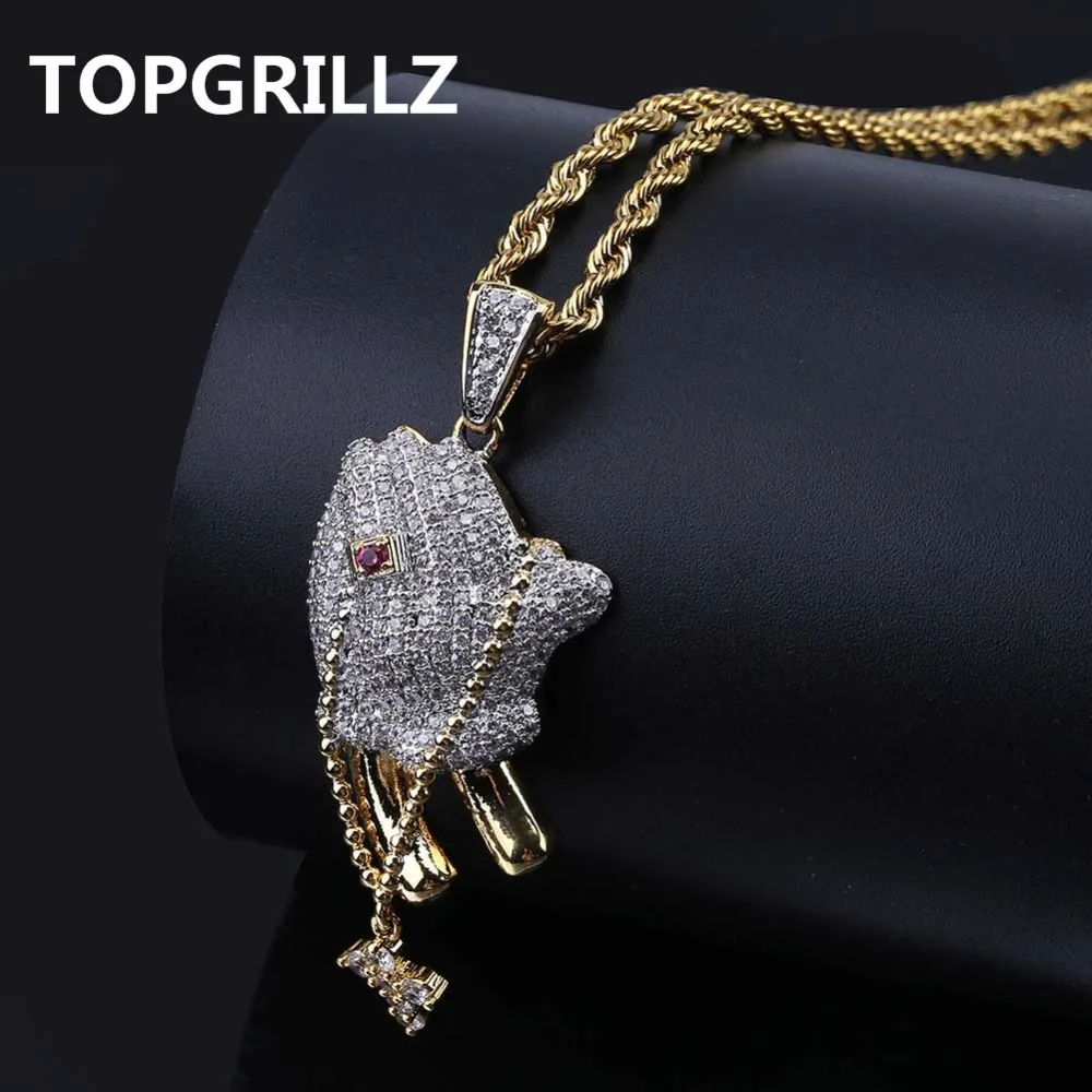 TOPGRILLZ хип хоп латунный золотой цвет сверкающий микро паве CZ молитвенные руки