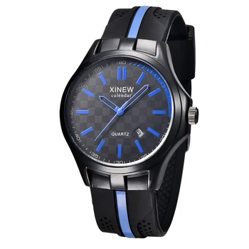 

2018 Fashion Brand XINEW Simple Sports Design Men watch high quality Silicone Strap Calnedar quartz watches relogio masculino