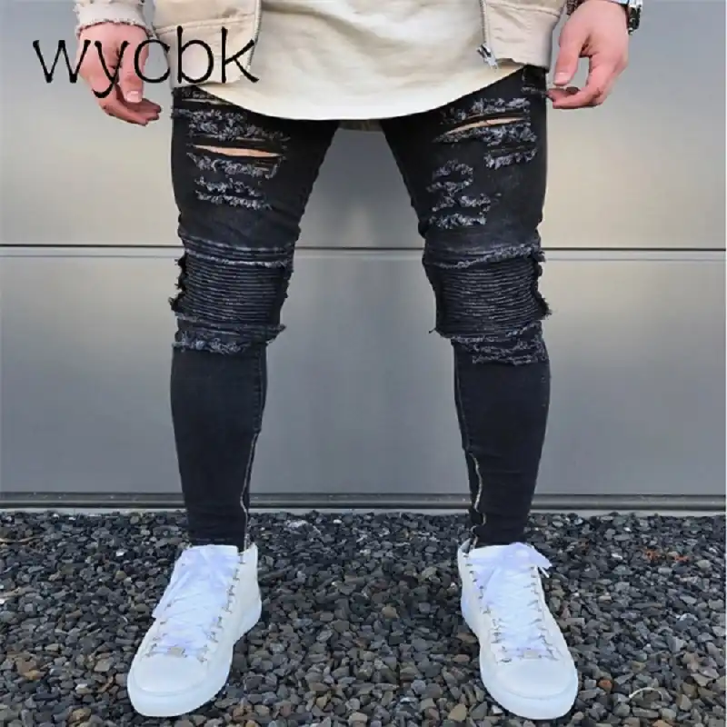 black ripped super skinny jeans mens