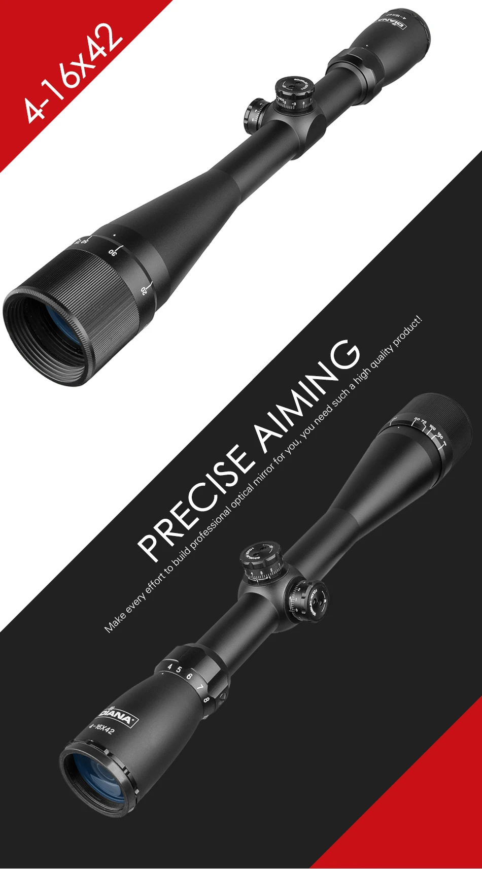4-16x42 ao Diana Caça Tático Riflescope Ponto Retículo Mira Óptica Rifle Escopo Mil 7 Cheap Lunetas Riflescopes