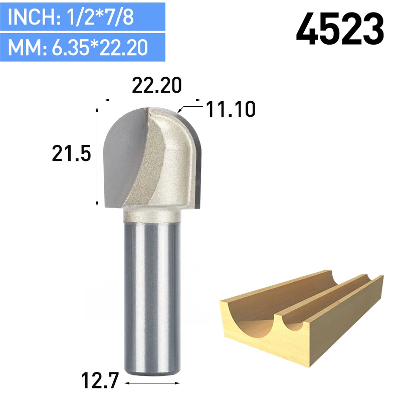 HUHAO 1 шт. 1/" 1/2" хвостовик круглый нос фрезы коробка для деревообработки Резак карбида вольфрама фрезы для дерева Концевая мельница - Длина режущей кромки: 4523