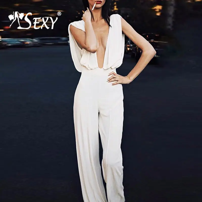Женский комбинезон с глубоким v образным вырезом Gosexy облегающий прямой без