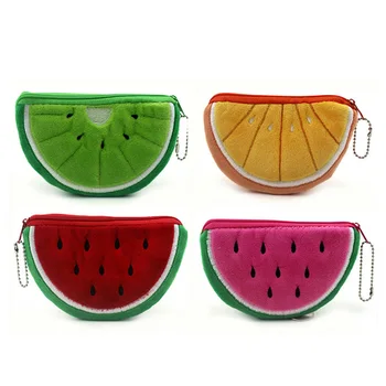 

BLEVOLO 4 Pcs/Lot Fruit Series Wallets Women Coin Purse Oranges Watermelon Zipper Plush Coin Storage Wallet Bags For Girl Gift