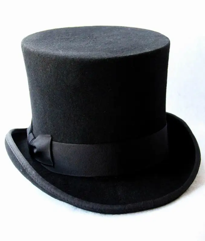 13.5cm(5.3inch) Black Steampunk Hat DIY Mad Hatter Top Hat Victorian Vintage Traditional Wool ...