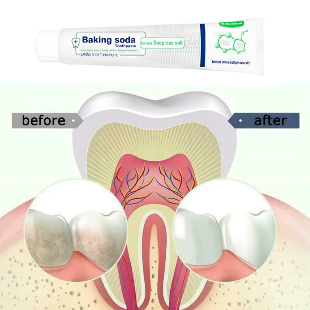 Яркая динамическая белая натуральная глубокая морская соль для выпечки соды отбеливающая Viaty Зубная паста отбеливающая зубная паста для