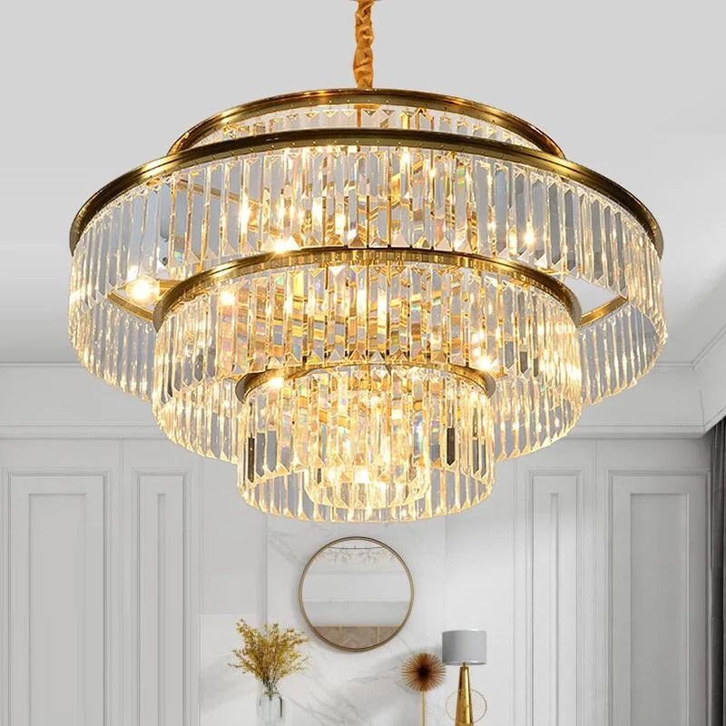 Light luxury crystal chandelier round living room golden chandelier restaurant loft decorative lights Light luxury crystal chandelier round living room golden chandelier restaurant loft decorative lights