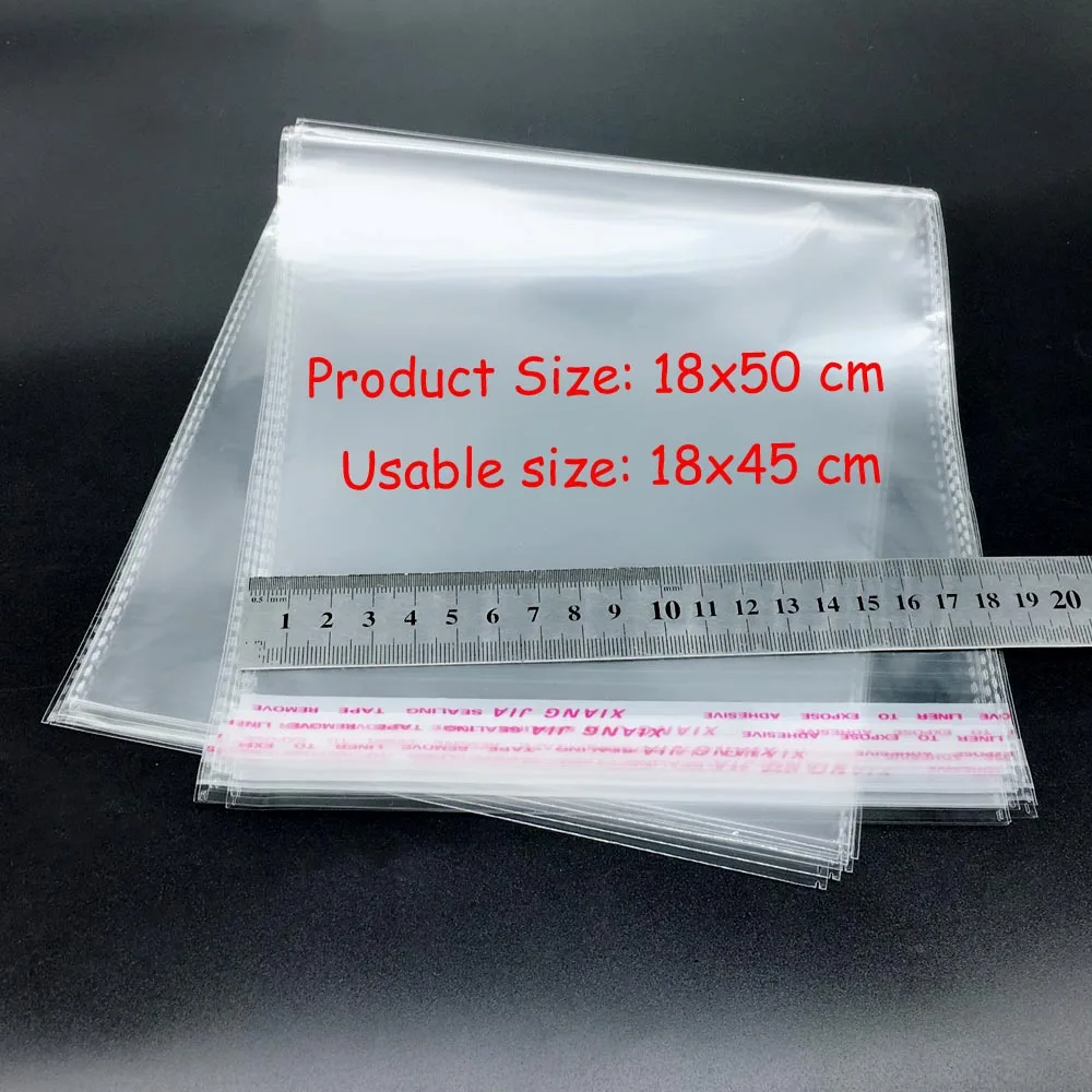 

18x50cm Self Adhesive Plastic Bag OPP Transparent Packaging bag(7"x15.7")
