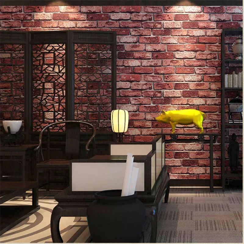 beibehang Factory direct wallpaper pvc thick brick tricks 3d Chinese style retro restaurant hotel works living room background