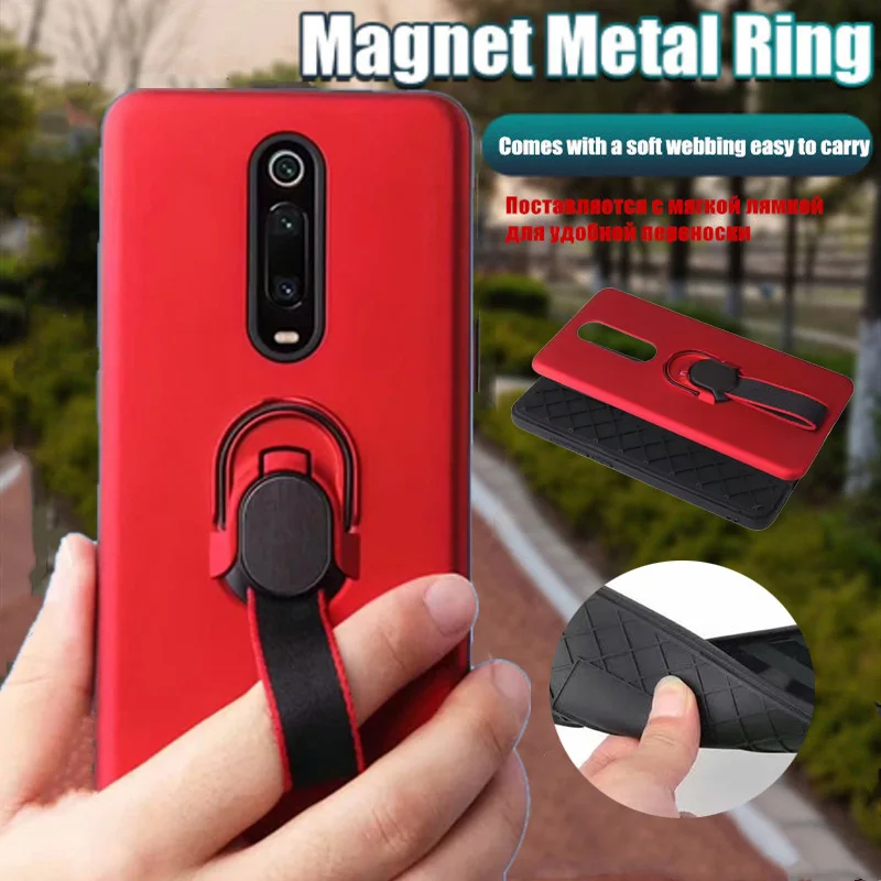 Металлическое кольцо подставка мягкая лямка чехол для Red mi K20 Pro ударопрочный
