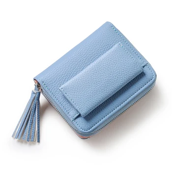 

Women Mini Wallet High Quality Female Tassel Pendant Zipper Short Style Lady Moneybag PU Leather Coin Purse Fashion Card Holders