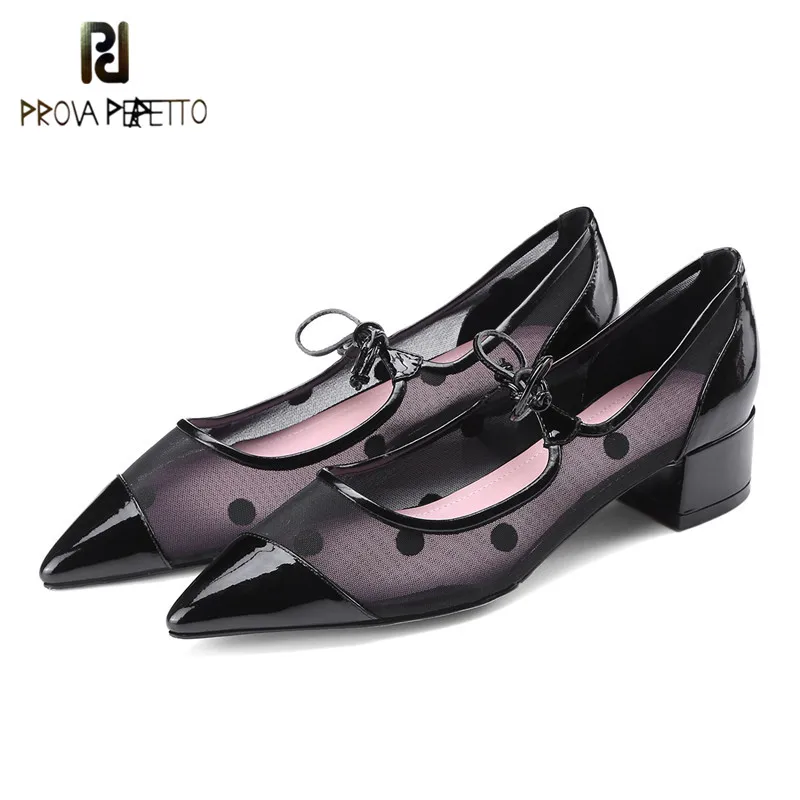 

Prova Perfetto Spring Autumn Mesh Single Shoes High Heels Pointed Toe Shoes Woman Lace up Shoes Summer Breathable Casual Shoes