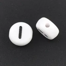 DoreenBeads акриловые разделительные бусины плоские круглые белые буквы узор около мм 1,0 шт. мм(2/") Диаметр, Отверстие: Около 7,0 мм, 60 шт. новинка
