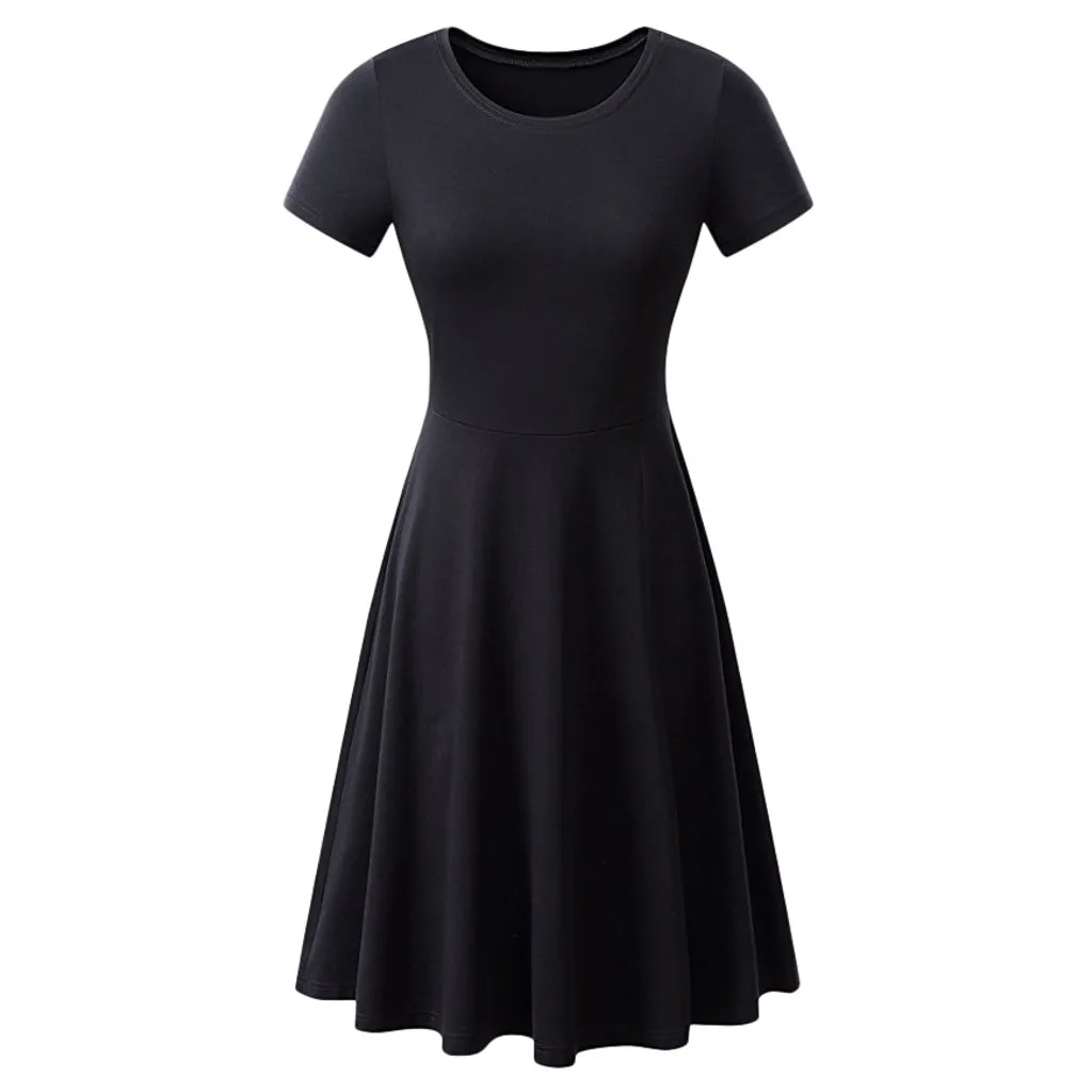 

Plus Size Women Dress Summer Sexy T-Shirt 2019 Elegant Party Dress long Flared Hem Hippie Boho Sundress Beach Vestidos Black