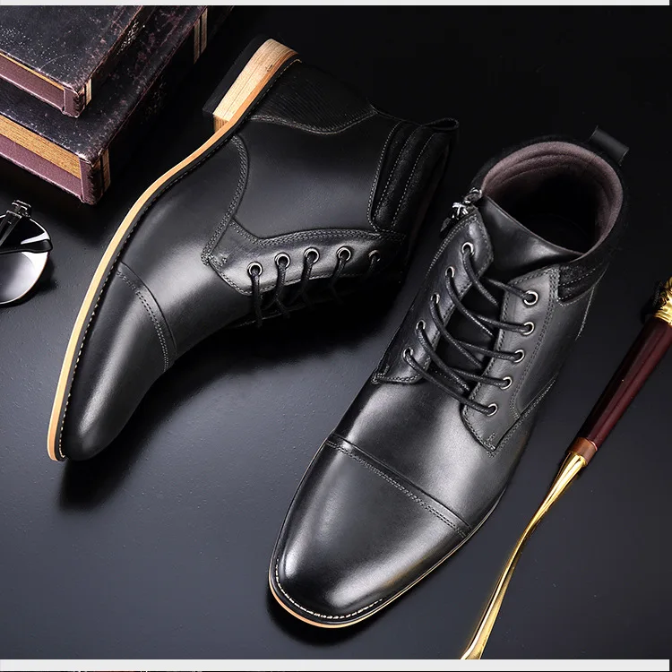 Г. Новые мужские ботинки на шнуровке натуральная кожа, большой размер 40-47, Зимняя мужская обувь на шнуровке для отдыха ботильоны мужские ботинки «Челси»