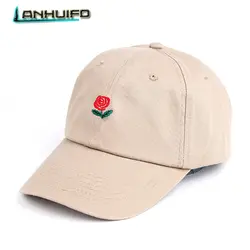 LANHUIFD 100% хлопок Dad Hat розы Вышивка логотипа загнутыми полями Бейсбол Кепки s Snapback Кепки хип-хоп для Для женщин для мужчин
