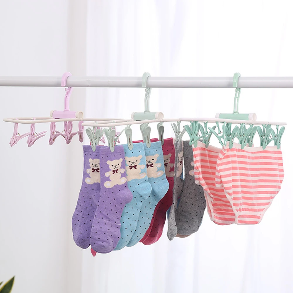 

New 12 Clips Folding Drying Rack Underwear Socks Clip Multi-functional Clothes Rack High Quality