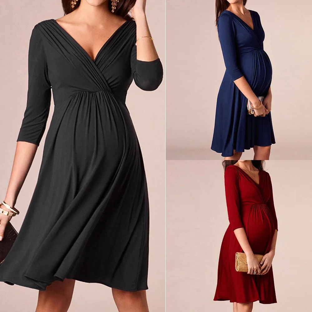 Nursing Dress Top V Collar Breastfeeding Long Sleeve Women Winter for Feeding Maternity Pregnancy Clothes Plus Size 2 HTB1KIi.aOnrK1Rjy1Xcq6yeDVXa4