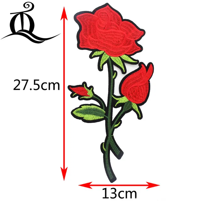 1PCS Patch cartoon hot rose flowers Embroidered Cute Patches Iron On