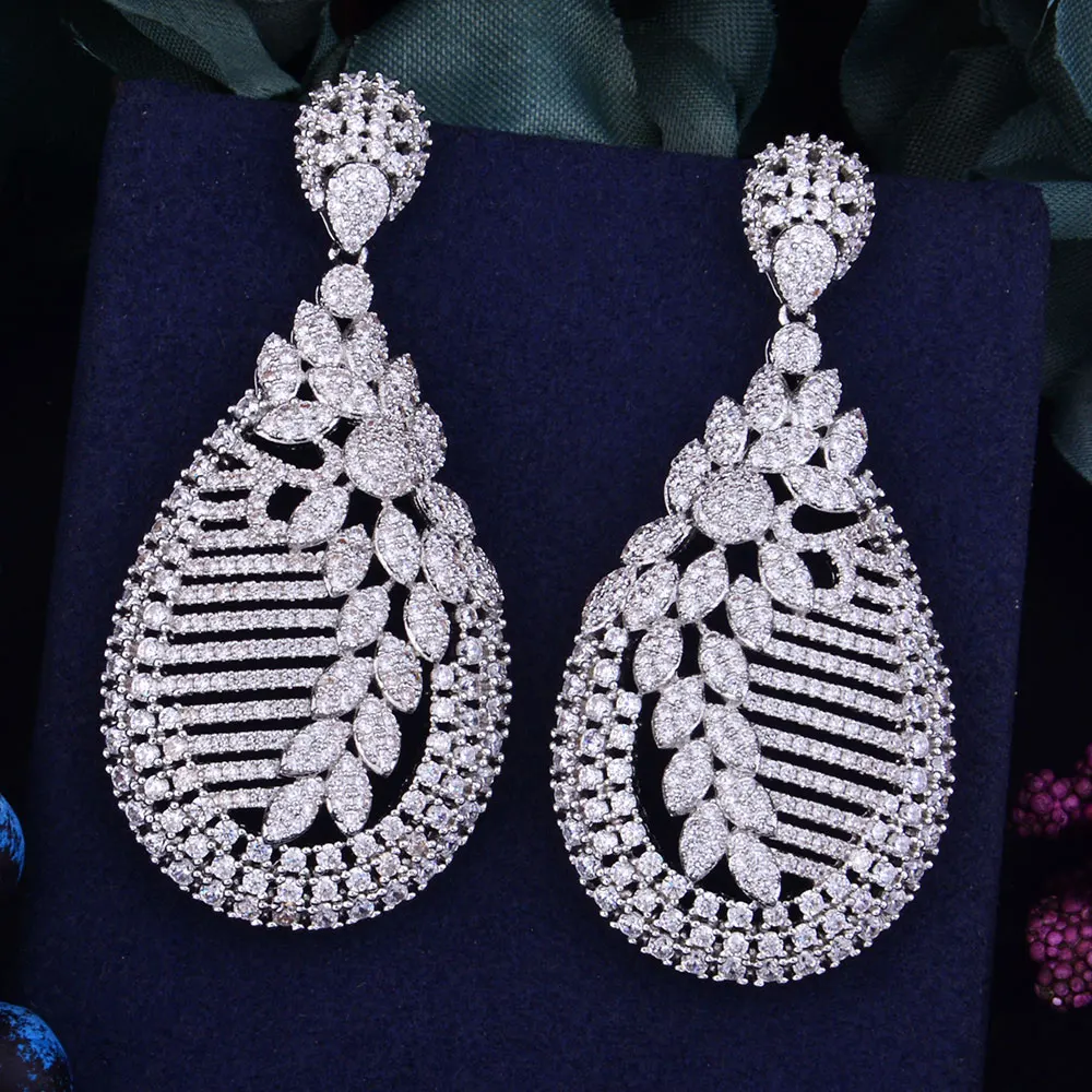 Женские серьги GODKI 63 мм модные в виде цветов с фианитом|earrings fashion|women fashion earringsweddings