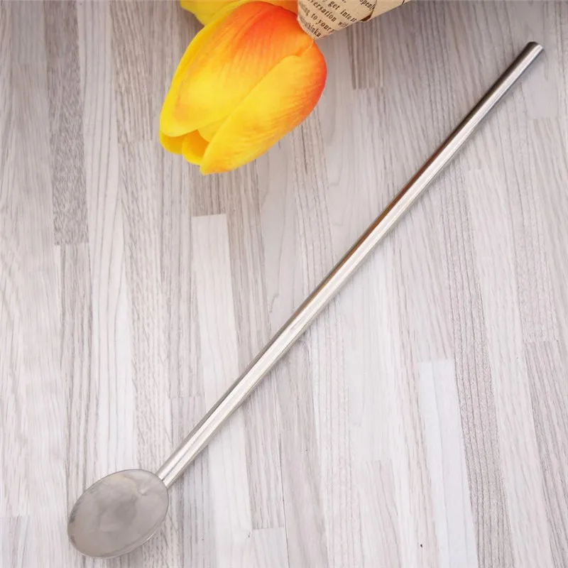 

1pcs Stainless Steel Drinking Straw Stirring Spoon Best Tools For Drink Coffee Tea Milk Cocktails Reusable Home Party Tableware